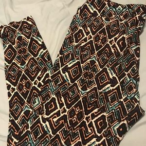 T&C LulaRoe leggings, black, white, teal, & coral